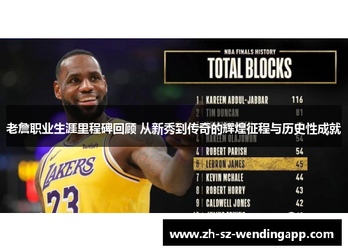 老詹职业生涯里程碑回顾 从新秀到传奇的辉煌征程与历史性成就